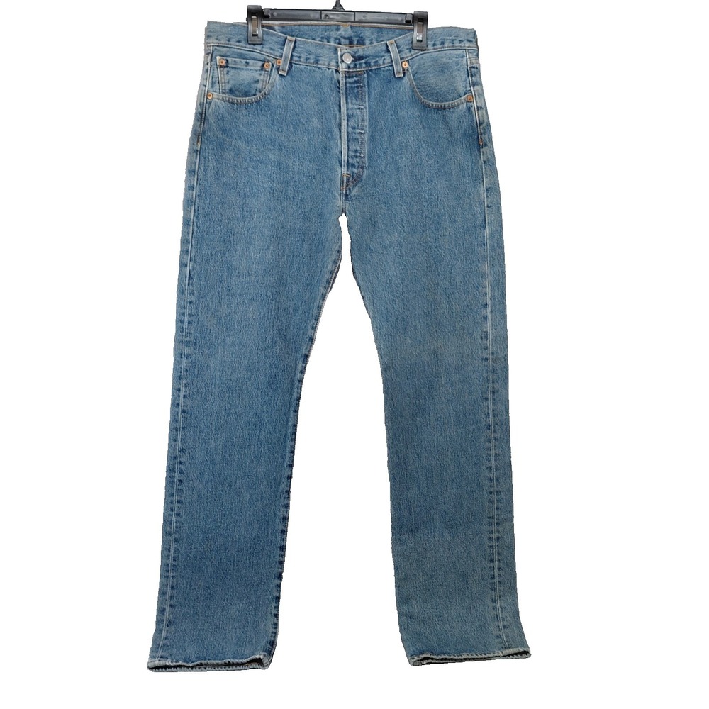 Levi's 501 Button Fly Jeans Men's W36 L34 Straight Leg Medium Stonewash Denim